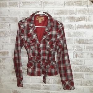 Body Central Tartan Plaid Sz S Cinch Jacket, Academia,Versatile,Chic